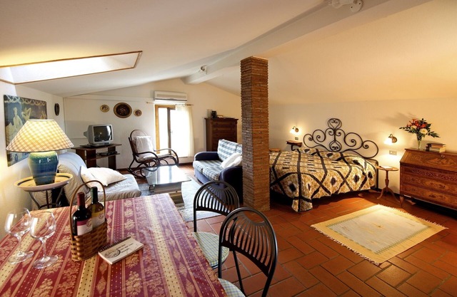 Studio with private balcony, great views, wifi, shared pool, close to village
