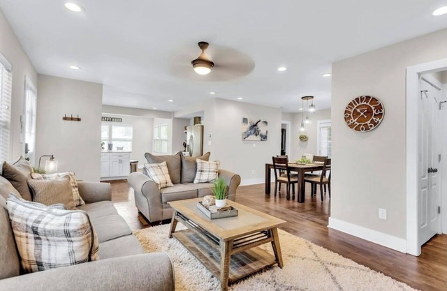 Stylish Bungalow by Perkerson Park & near downtown with deck, office, AC & W/D.