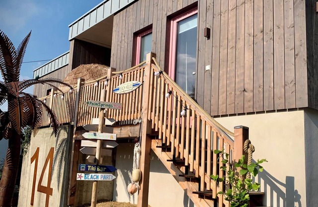 Stylish room with bathroom in a newly built wooden house in Mehren/Westerwald.