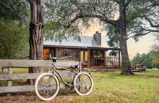 Texas Cabin with cowboy pool and fire pit. Located in Bryan TX.