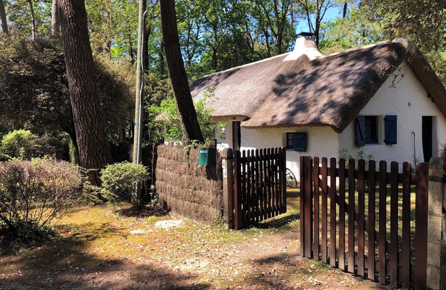 Thatched cottage in private domain with swimming pool and tennis court