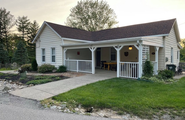 This spacious family getaway is very private on one acre of land.
