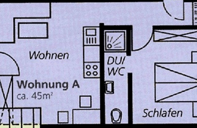 Vacation apartment A 42sqm, 1 bedroom, 1 living/bedroom, max. 3 persons, 1 - 3