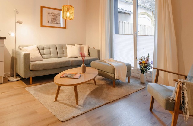 Vacation apartment between forest and lake with two terraces