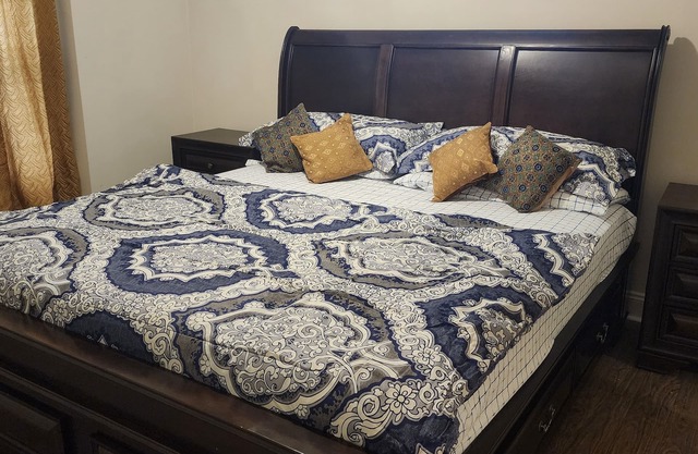 Walk in sunny furnished basement with 2 bedrooms and 2 bathrooms