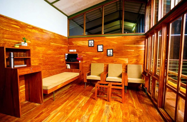 Wooden cottage in the middle of nature