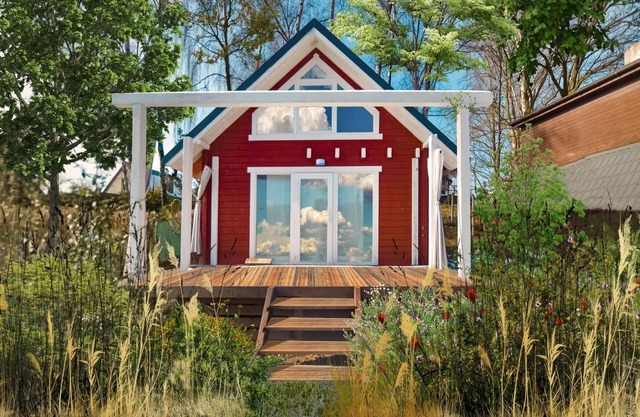 Wooden Home by Lake Klępnicko with Pier