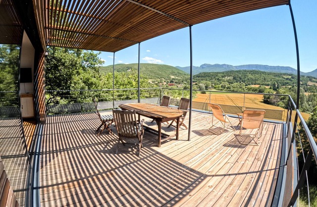 Wooden house with panoramic view