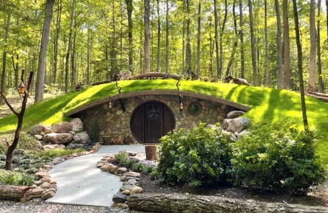 WOW! A spectacular Hobbit House in the forest at June Farms!