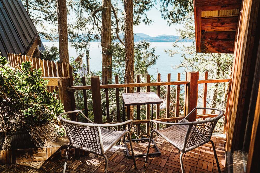 Galiano Cabin | Beautiful cabin with an outdoor deck, stunning water view & cliffside jacuzzi.