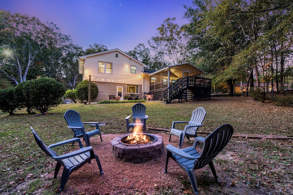 Gantt House | Weekend at GiGi's - a Greenville Mid-Century home with fire pit and game room.