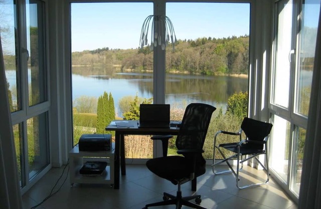 Holiday house on the lake bank