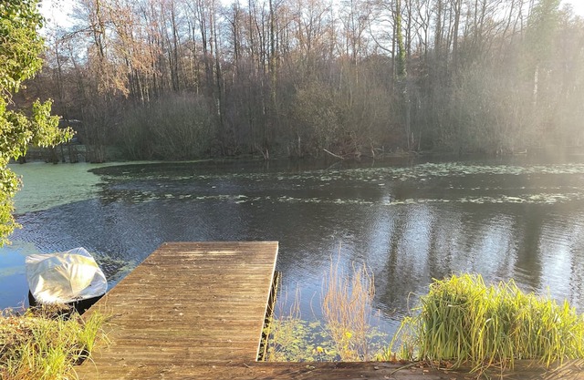 Bungalow on the lake with private jetty, whirlpool & fireplace